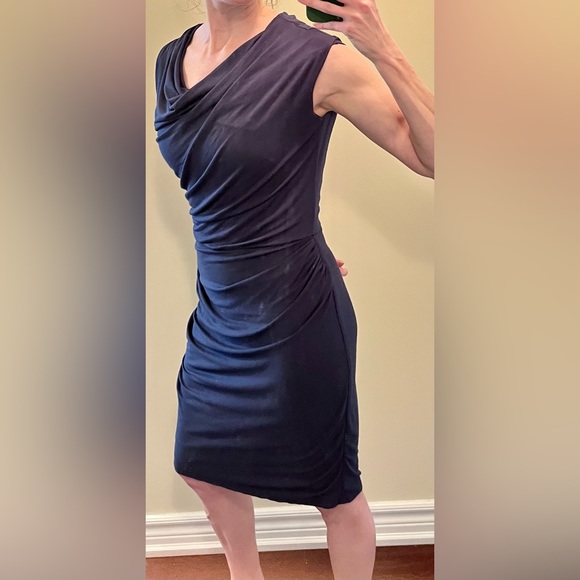 Bordeaux Draped Navy Dress - Picture 6 of 6